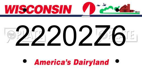 22202Z6 Wisconsin License Plate