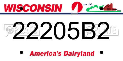 22205B2 Wisconsin License Plate