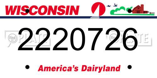 2220726 Wisconsin License Plate