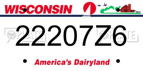 22207Z6 Wisconsin License Plate