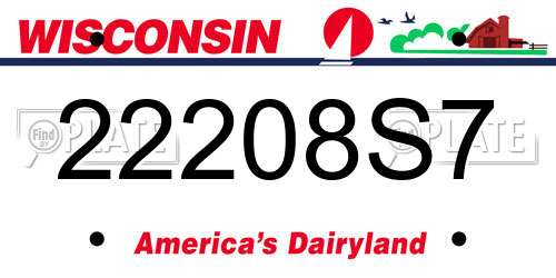 22208S7 Wisconsin License Plate