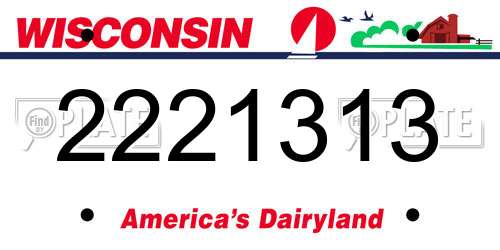 2221313 Wisconsin License Plate