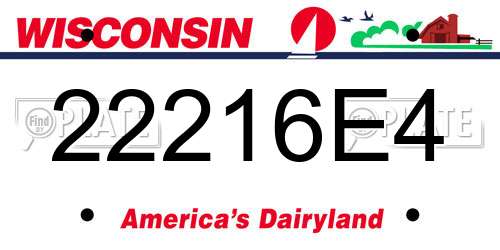 22216E4 Wisconsin License Plate