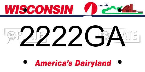 2222GA Wisconsin License Plate