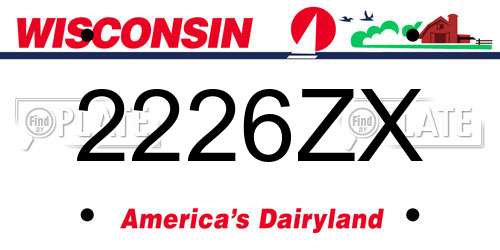 2226ZX Wisconsin License Plate
