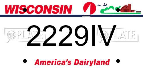 2229IV Wisconsin License Plate