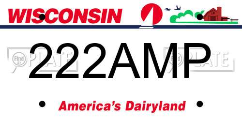 222AMP Wisconsin License Plate