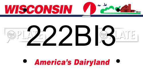 222BI3 Wisconsin License Plate