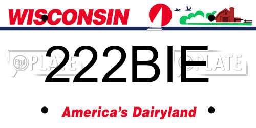 222BIE Wisconsin License Plate