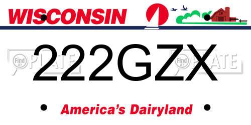 222GZX Wisconsin License Plate