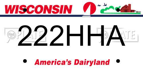 222HHA Wisconsin License Plate