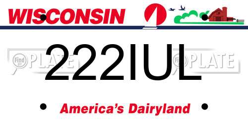 222IUL Wisconsin License Plate