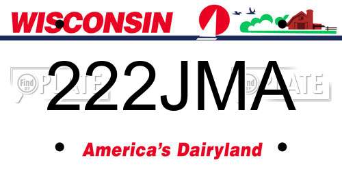 222JMA Wisconsin License Plate
