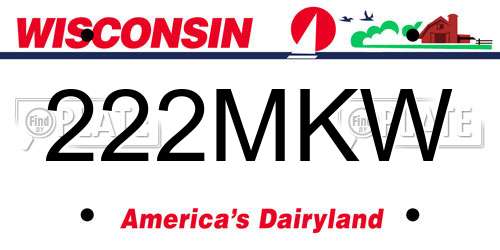 222MKW Wisconsin License Plate