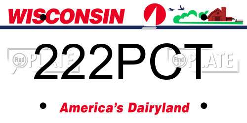 222PCT Wisconsin License Plate