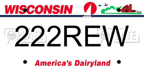 222REW Wisconsin License Plate