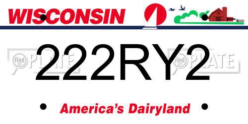 222RY2 Wisconsin License Plate