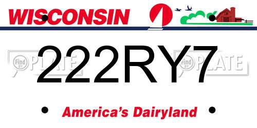 222RY7 Wisconsin License Plate