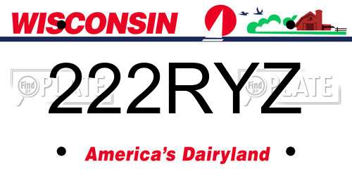222RYZ Wisconsin License Plate
