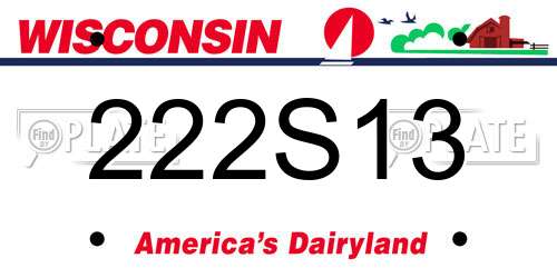 222S13 Wisconsin License Plate