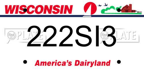 222SI3 Wisconsin License Plate