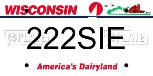 222SIE Wisconsin License Plate