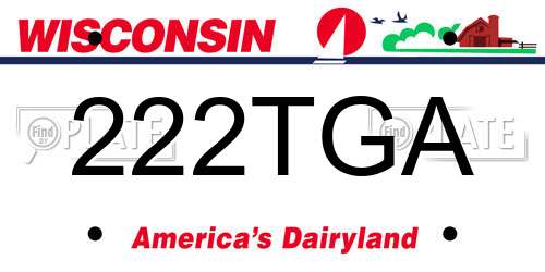 222TGA Wisconsin License Plate