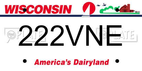 222VNE Wisconsin License Plate