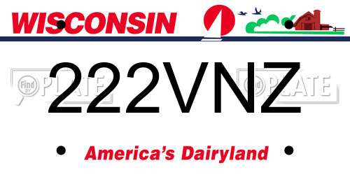 222VNZ Wisconsin License Plate