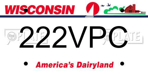 222VPC Wisconsin License Plate