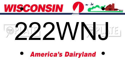 222WNJ Wisconsin License Plate