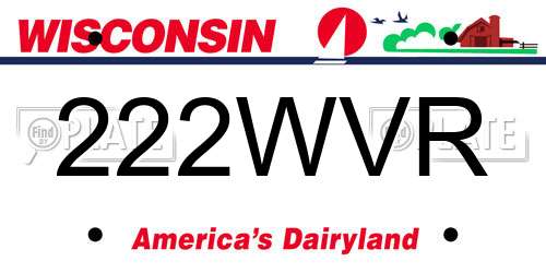 222WVR Wisconsin License Plate