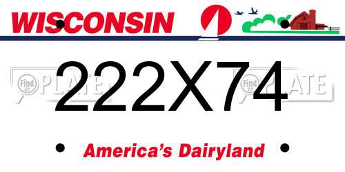 222X74 Wisconsin License Plate