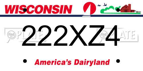 222XZ4 Wisconsin License Plate