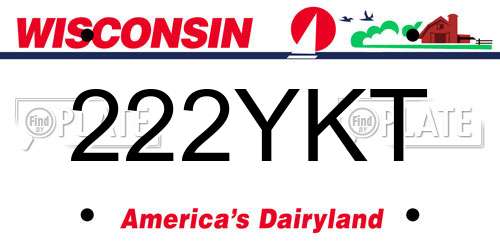 222YKT Wisconsin License Plate