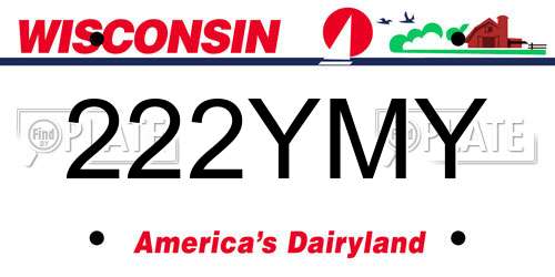 222YMY Wisconsin License Plate