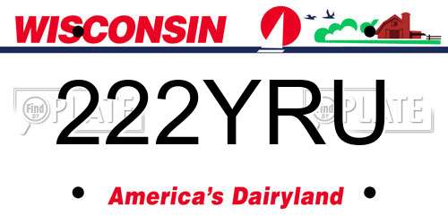 222YRU Wisconsin License Plate