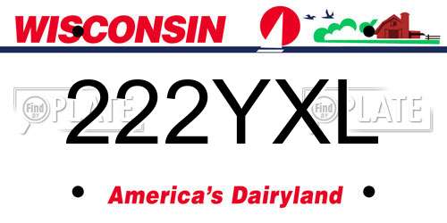 222YXL Wisconsin License Plate
