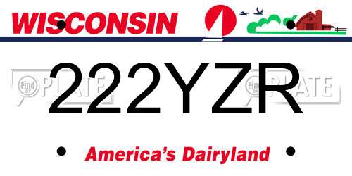 222YZR Wisconsin License Plate