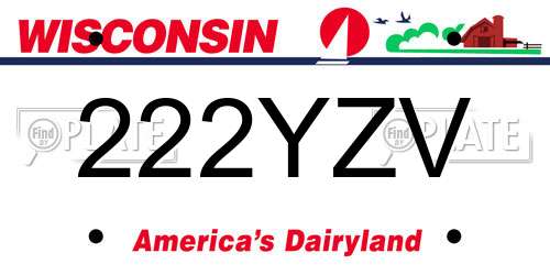 222YZV Wisconsin License Plate
