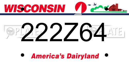 222Z64 Wisconsin License Plate