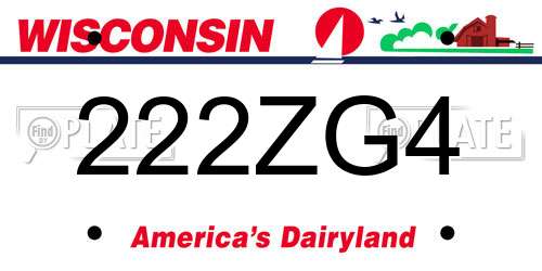 222ZG4 Wisconsin License Plate