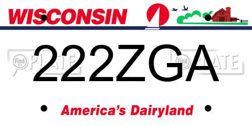 222ZGA Wisconsin License Plate