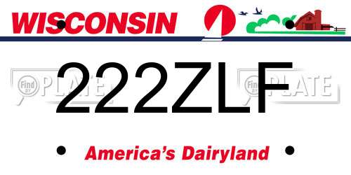 222ZLF Wisconsin License Plate