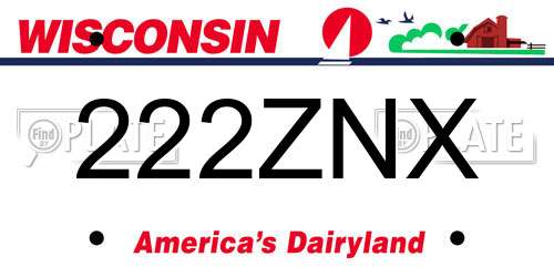 222ZNX Wisconsin License Plate