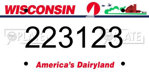 223123 Wisconsin License Plate