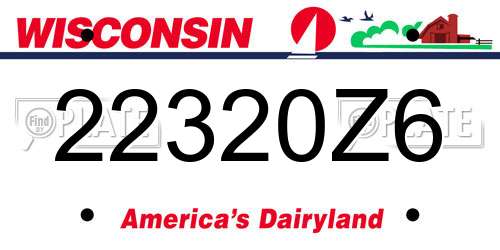 22320Z6 Wisconsin License Plate