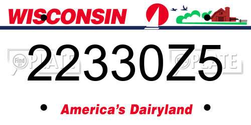 22330Z5 Wisconsin License Plate