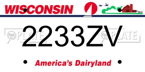 2233ZV Wisconsin License Plate