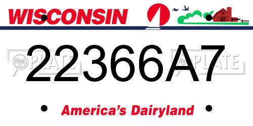 22366A7 Wisconsin License Plate